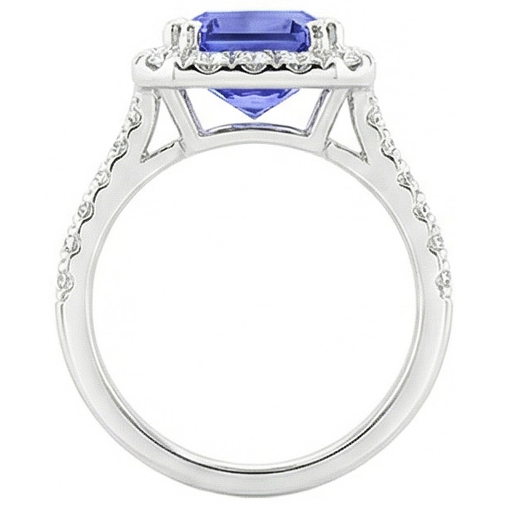 naturel round saphir 3.50carats bague vue de profil