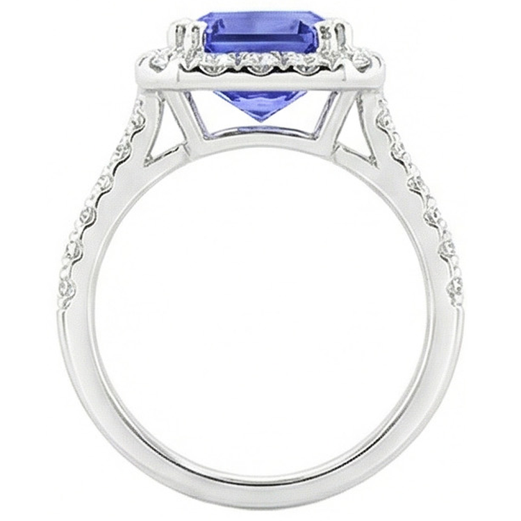 naturel round saphir 3.50carats bague vue de profil