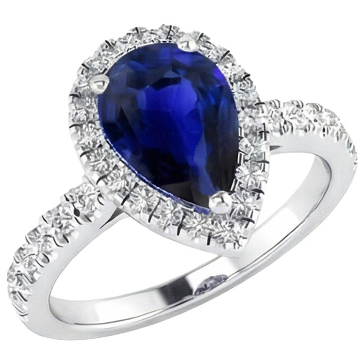 naturel pear diamant 4carats bague vue de face