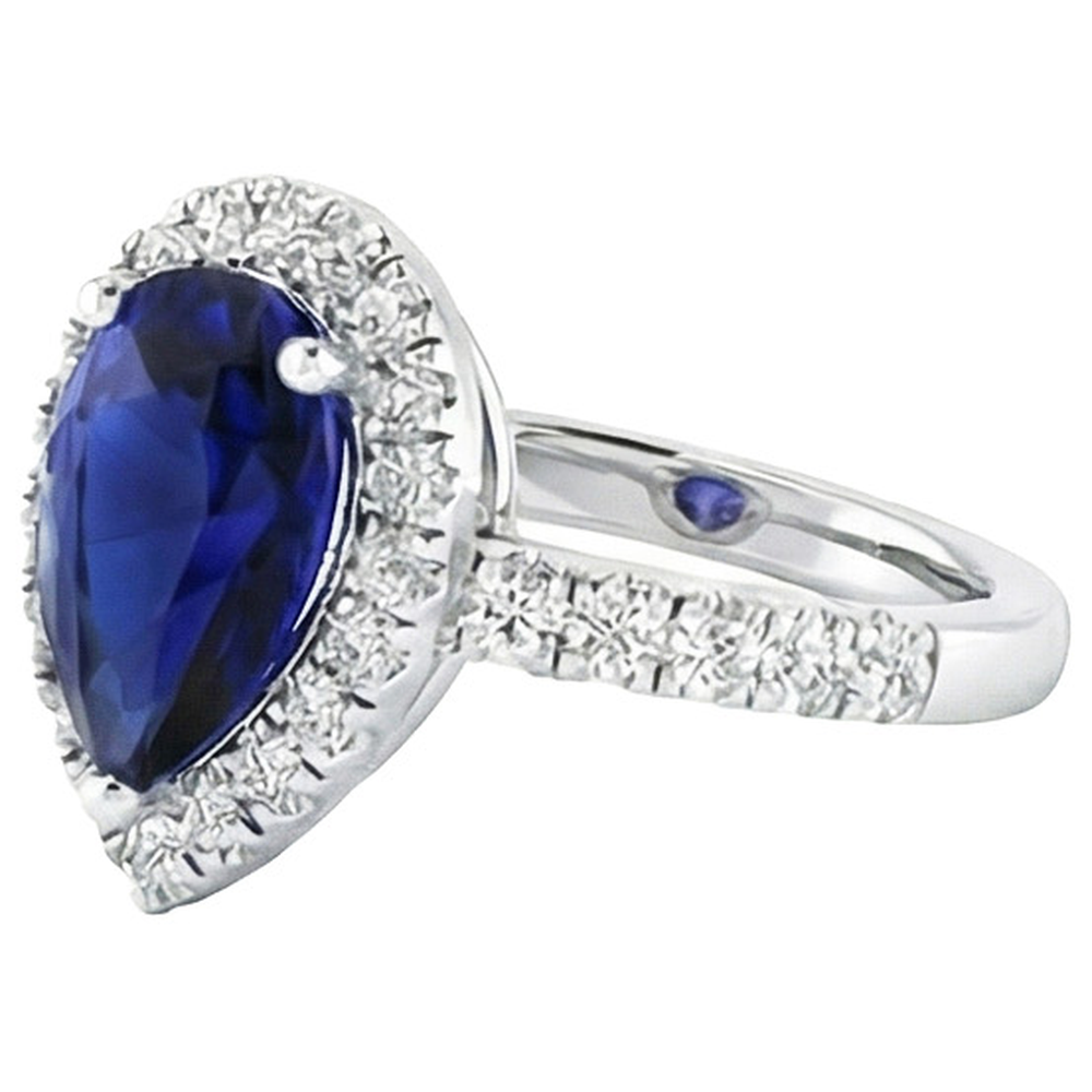 naturel pear diamant 4carats bague vue de dessus