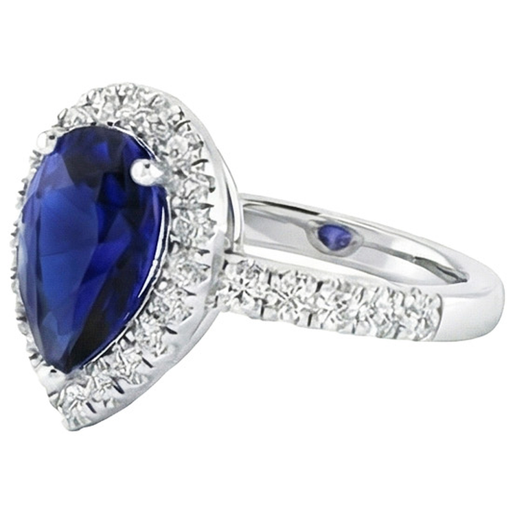 naturel pear diamant 4carats bague vue de dessus
