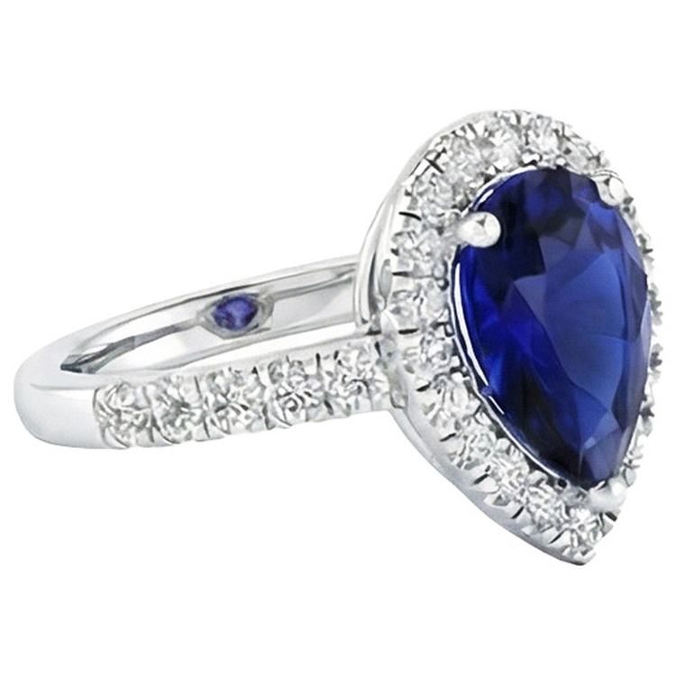 naturel pear diamant 4carats bague vue de profil