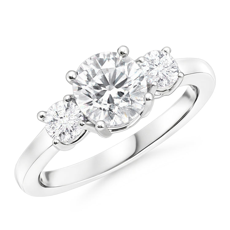 Bague Femme Or 3 Pierres Ronde Taille Ancienne Véritable Diamant Bijoux 3.50 Carats