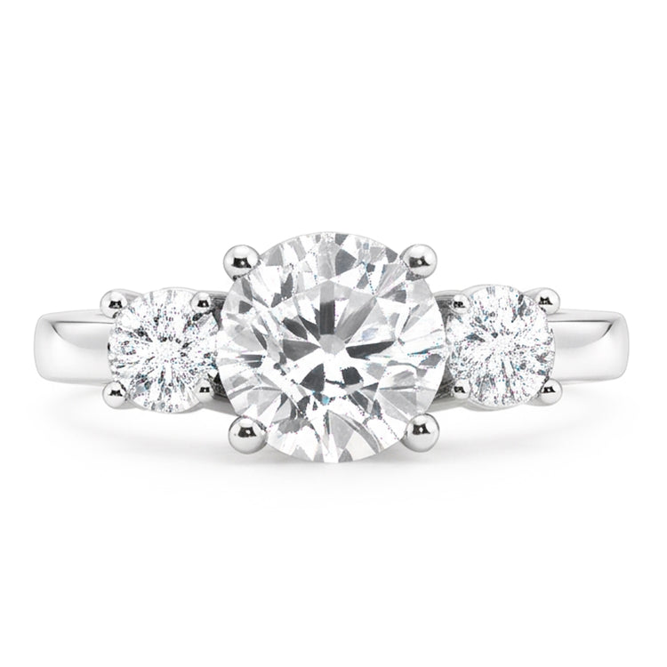 Bague Femme Or 3 Pierres Ronde Taille Ancienne Véritable Diamant Bijoux 3.50 Carats