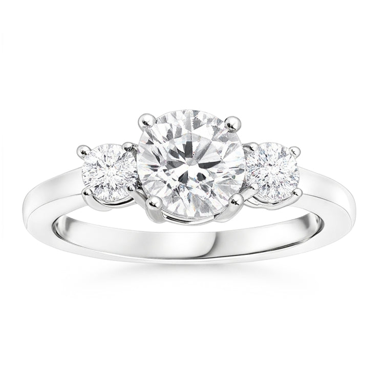 Bague Femme Or 3 Pierres Ronde Taille Ancienne Véritable Diamant Bijoux 3.50 Carats