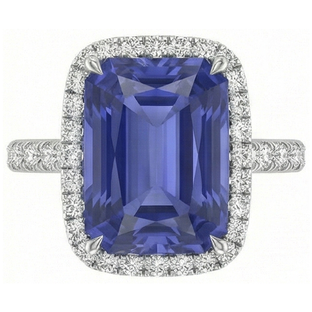 naturel round saphir 4carats bague vue de face