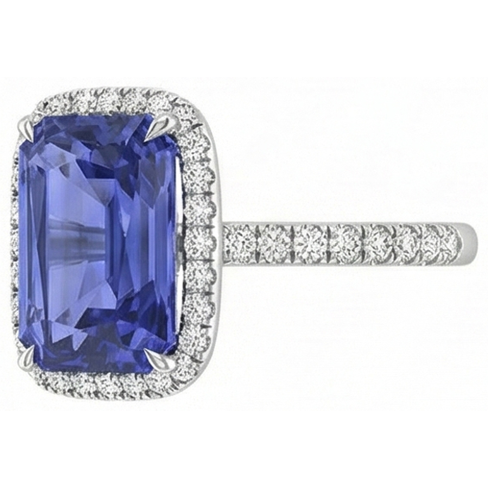 naturel round saphir 4carats bague détail rapproché