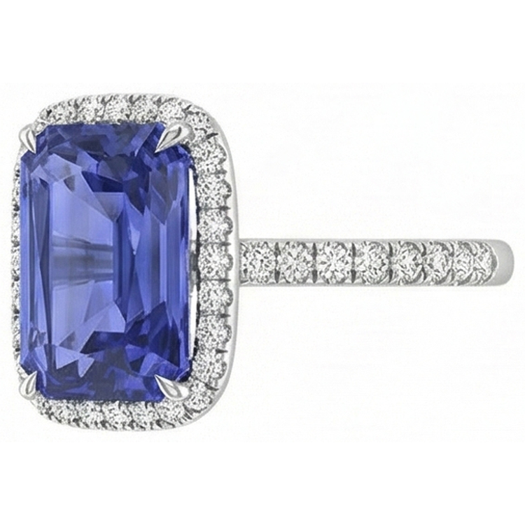 naturel round saphir 4carats bague détail rapproché