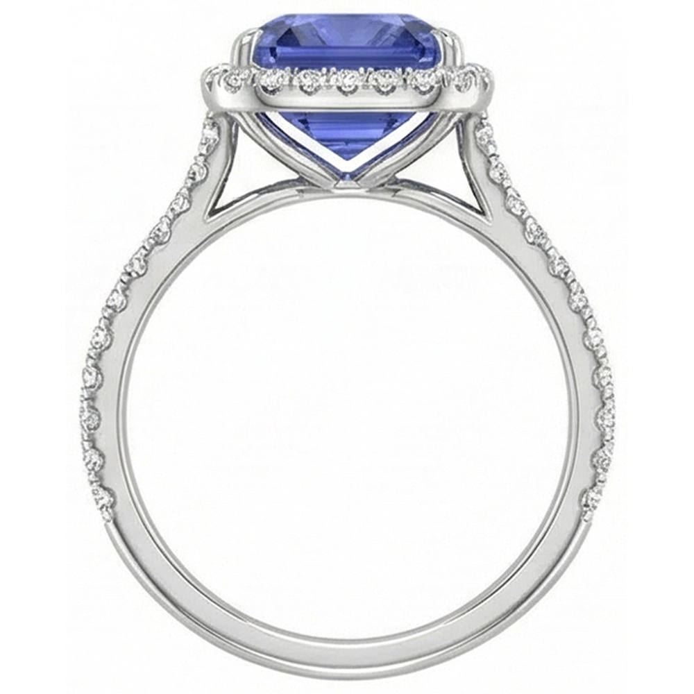 naturel round saphir 4carats bague vue de profil