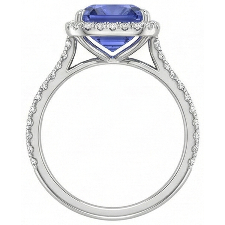 naturel round saphir 4carats bague vue de profil