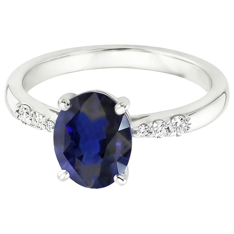 naturel oval saphir 3.50carats bague détail rapproché