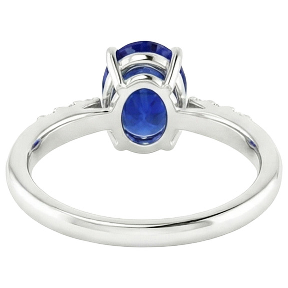 naturel oval saphir 3.50carats bague vue de dessus