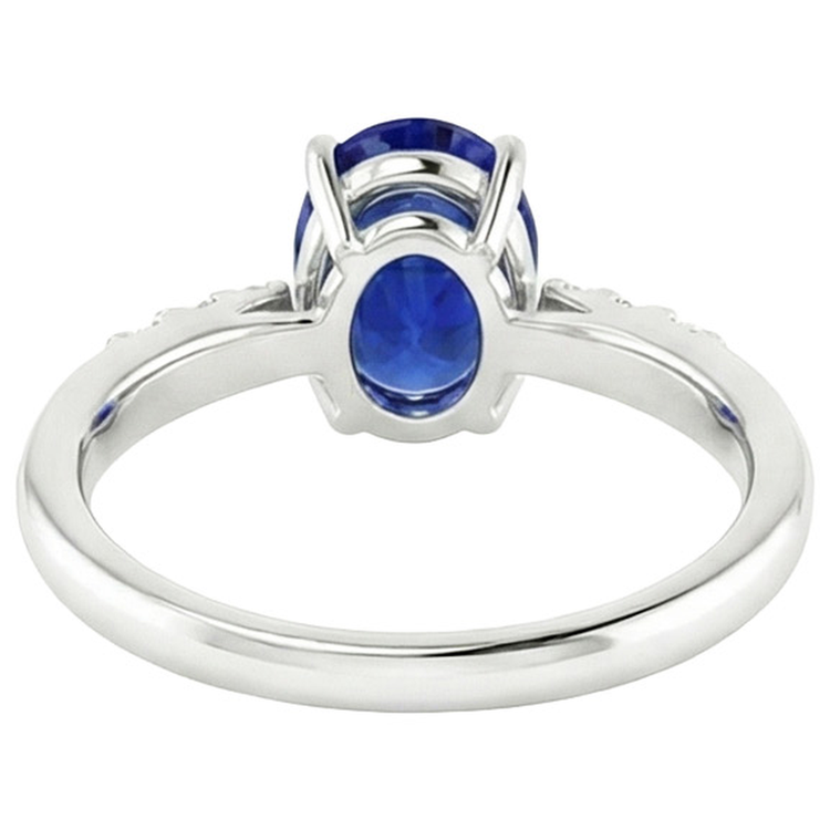 naturel oval saphir 3.50carats bague vue de dessus