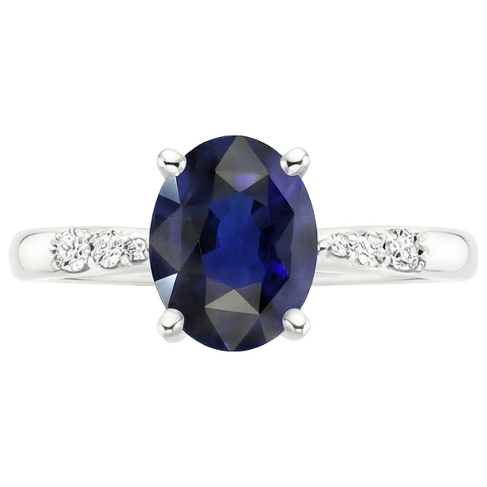 naturel oval saphir 3.50carats bague sur blanc