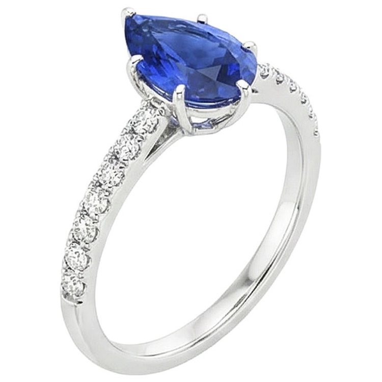 naturel pear diamant 5carats bague détail rapproché