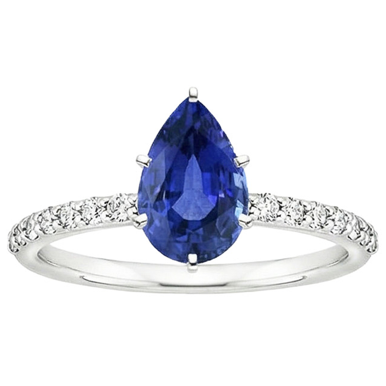 naturel pear diamant 5carats bague vue de dessus