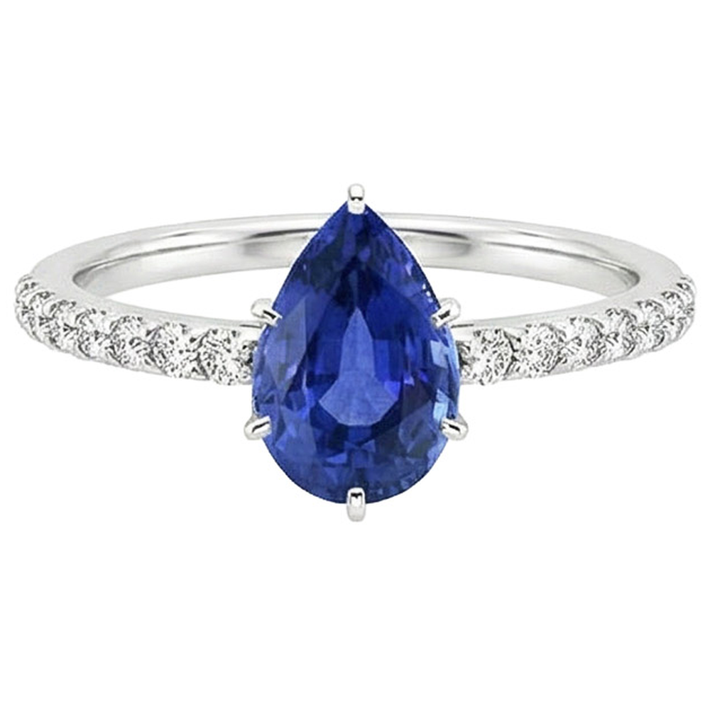 naturel pear diamant 5carats bague vue de profil