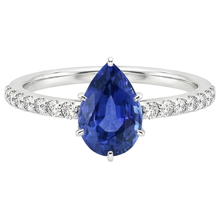 naturel pear diamant 5carats bague vue de profil