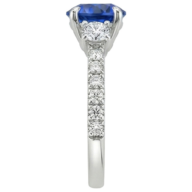 Bague Femme Or Diamant Naturels Extraits des Mines ( et non cultivés en laboratoire ) Saphir Bleu Bague Style 3 Pierres 3 Carats Nouveau