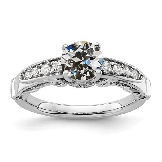 Bague Femme Or Vieux Véritable Diamant Mineur Avec Accents Filigrane 2.50 Carats