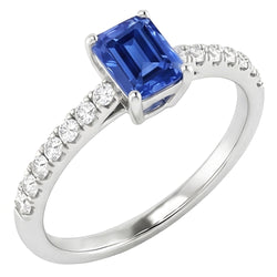 Bague Femme Pierres Précieuses Avec Diamants Taille Radiant Saphir 1.50 Carats