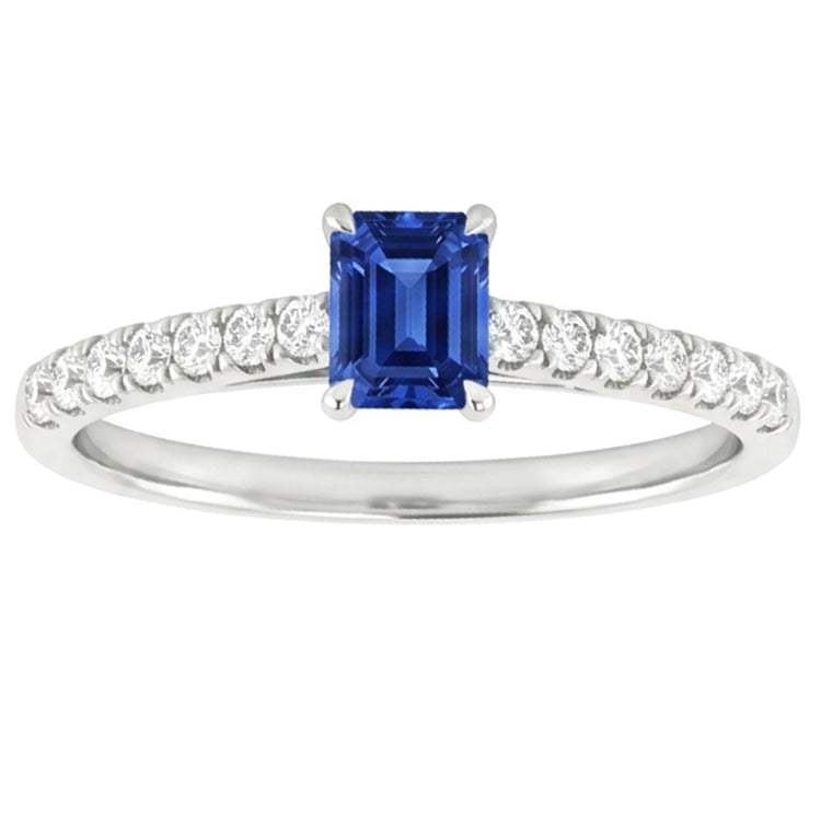 Bague Femme Pierres Précieuses Avec Diamants Taille Radiant Saphir 1.50 Carats