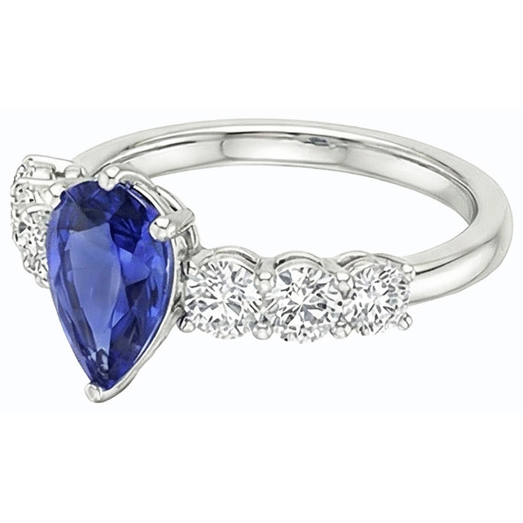 naturel pear diamant 4carats bague détail rapproché