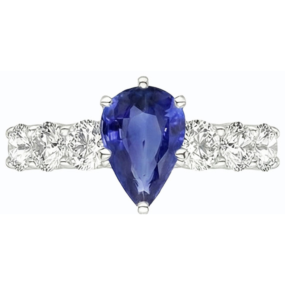 naturel pear diamant 4carats bague sur blanc