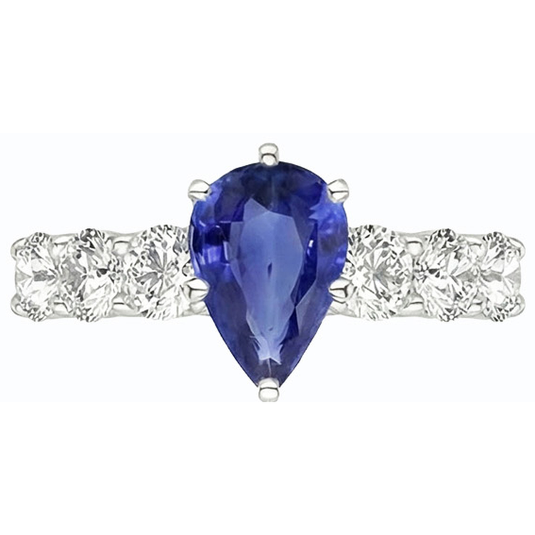 naturel pear diamant 4carats bague sur blanc