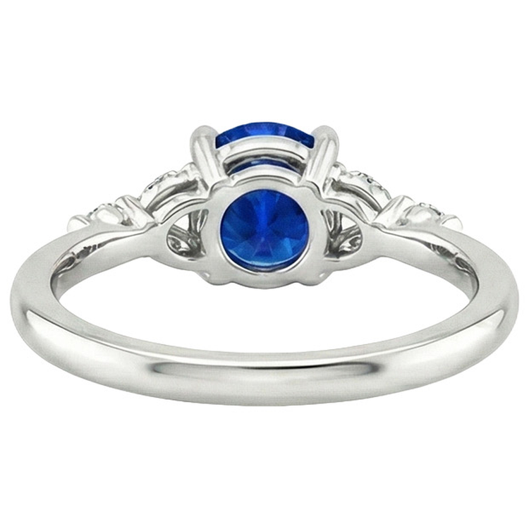 Bague Femme Pierres Précieuses Saphir Bleu Marquise & Diamants Naturels Extraits des Mines ( et non cultivés en laboratoire ) Ronds 3 Carats