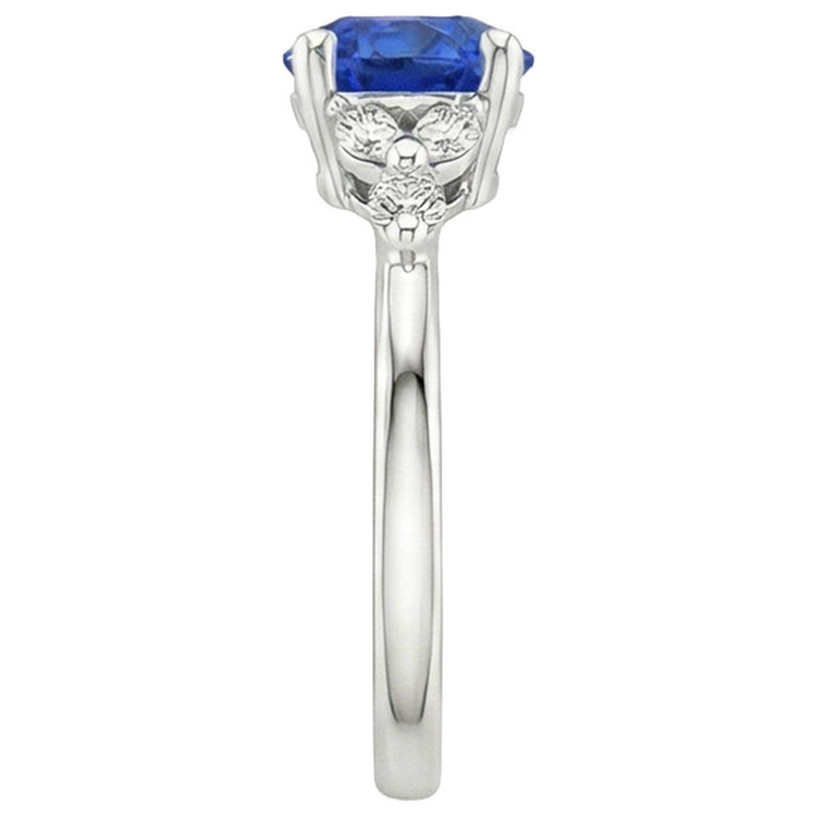 Bague Femme Pierres Précieuses Saphir Bleu Marquise & Diamants Naturels Extraits des Mines ( et non cultivés en laboratoire ) Ronds 3 Carats