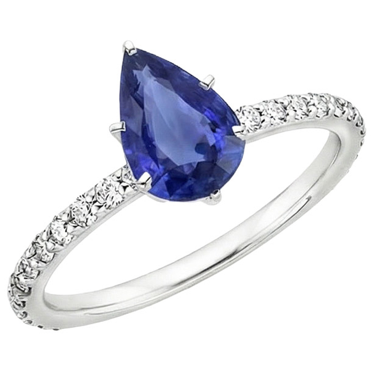 Bague Femme Pierres Précieuses Saphir Bleu & Diamant Naturels Extraits des Mines ( et non cultivés en laboratoire ) Or Bijoux 5.25 Carats