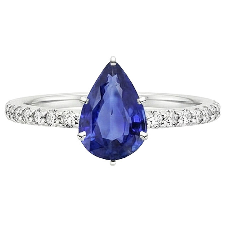 Bague Femme Pierres Précieuses Saphir Bleu & Diamant Naturels Extraits des Mines ( et non cultivés en laboratoire ) Or Bijoux 5.25 Carats