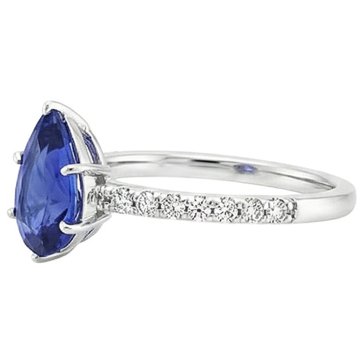 Bague Femme Pierres Précieuses Saphir Bleu & Diamant Naturels Extraits des Mines ( et non cultivés en laboratoire ) Or Bijoux 5.25 Carats