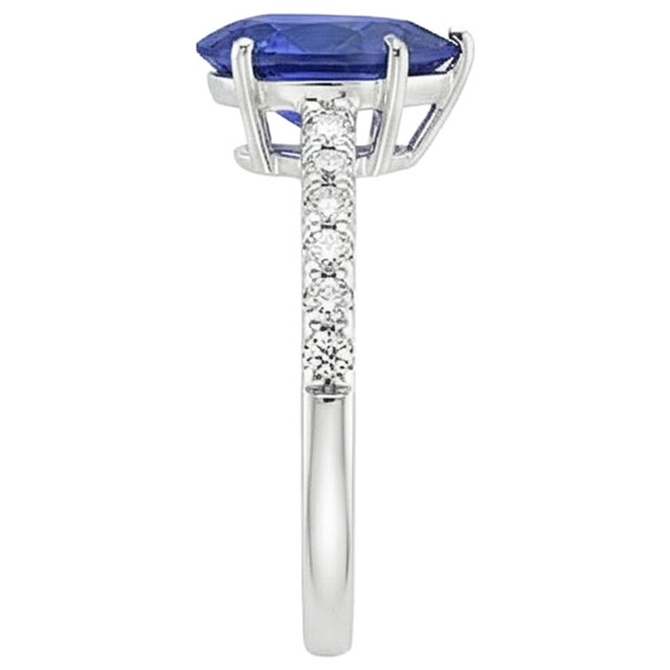 Bague Femme Pierres Précieuses Saphir Bleu & Diamant Naturels Extraits des Mines ( et non cultivés en laboratoire ) Or Bijoux 5.25 Carats