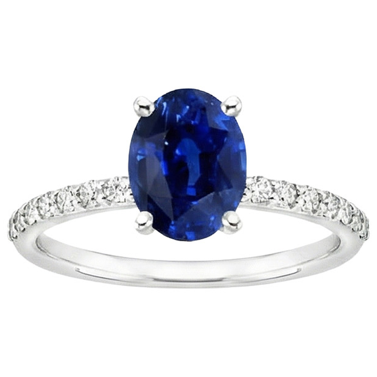 Bague Femme Pierres Précieuses Taille Ovale Avec Accents De Diamants Naturels Extraits des Mines ( et non cultivés en laboratoire ) 5 Carats