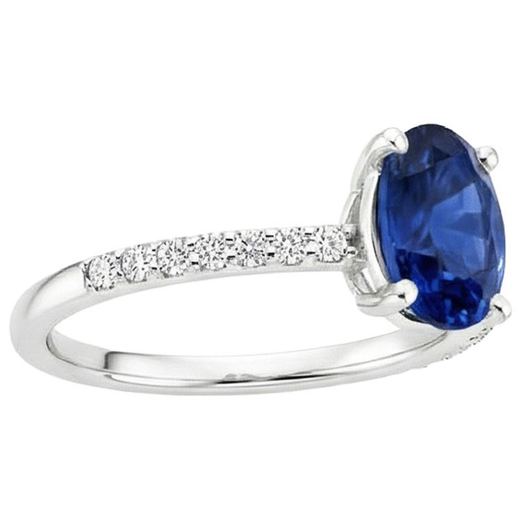 Bague Femme Pierres Précieuses Taille Ovale Avec Accents De Diamants Naturels Extraits des Mines ( et non cultivés en laboratoire ) 5 Carats