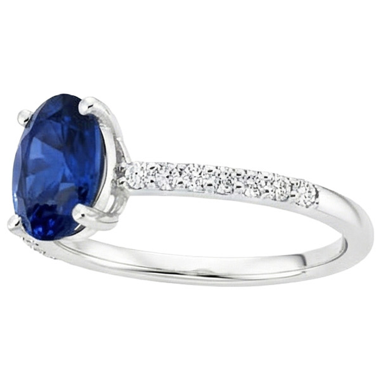 Bague Femme Pierres Précieuses Taille Ovale Avec Accents De Diamants Naturels Extraits des Mines ( et non cultivés en laboratoire ) 5 Carats