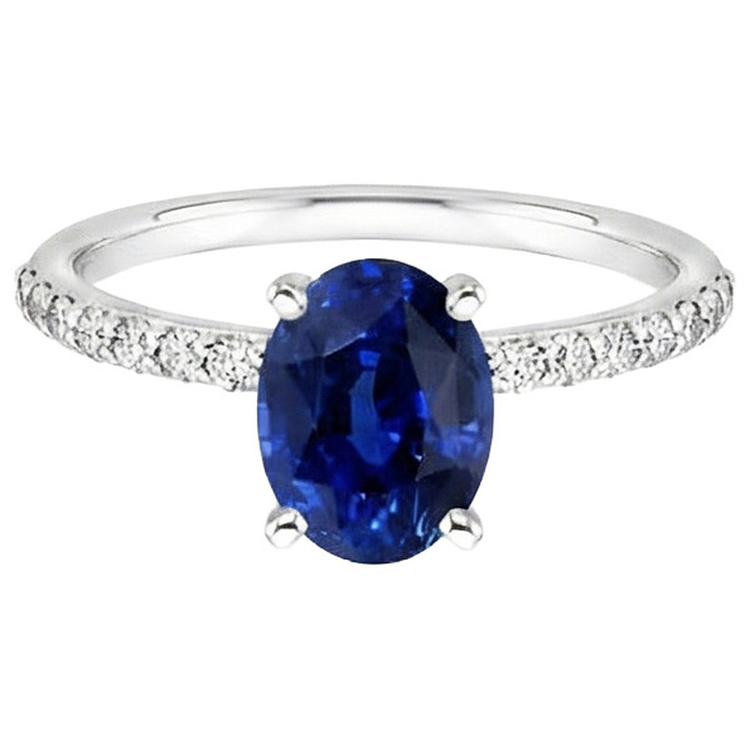 Bague Femme Pierres Précieuses Taille Ovale Avec Accents De Diamants Naturels Extraits des Mines ( et non cultivés en laboratoire ) 5 Carats