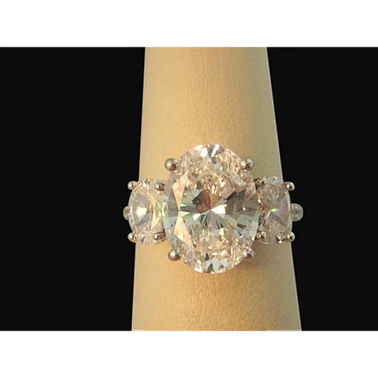 Bague Femme Réel Diamant Ovale 3 Pierres Bague Bijoux Pave 4 Carats