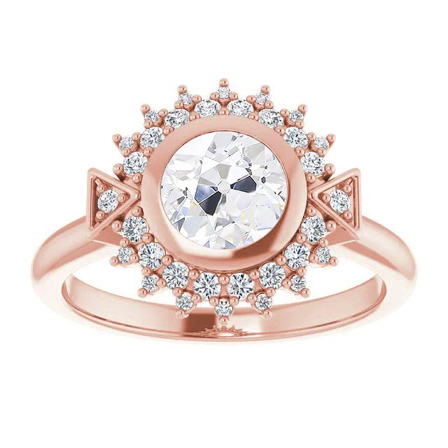 Bague Femme Ronde Double Halo Vieux Mineur Véritable Diamants 4 Carats Bijoux