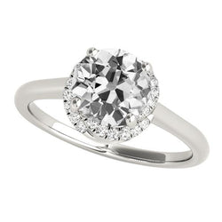 Bague Femme Ronde Réel Diamant Taille Ancienne 5.50 Carats Bijoux Or Blanc