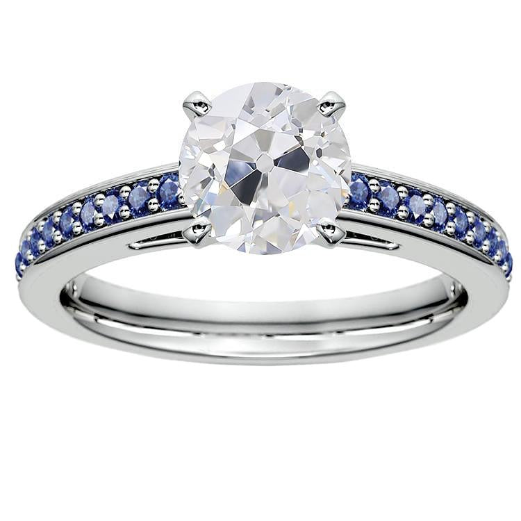 Bague Femme Ronde Vieux Mineur Réel Diamant Bleu Saphir 4.50 Carats