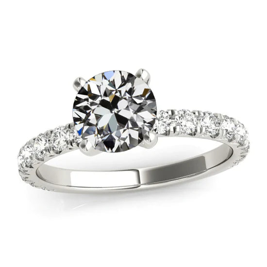 Bague Femme Ronde Vieux Mineur Réel Diamant Or 14K Bijoux 4 Carats