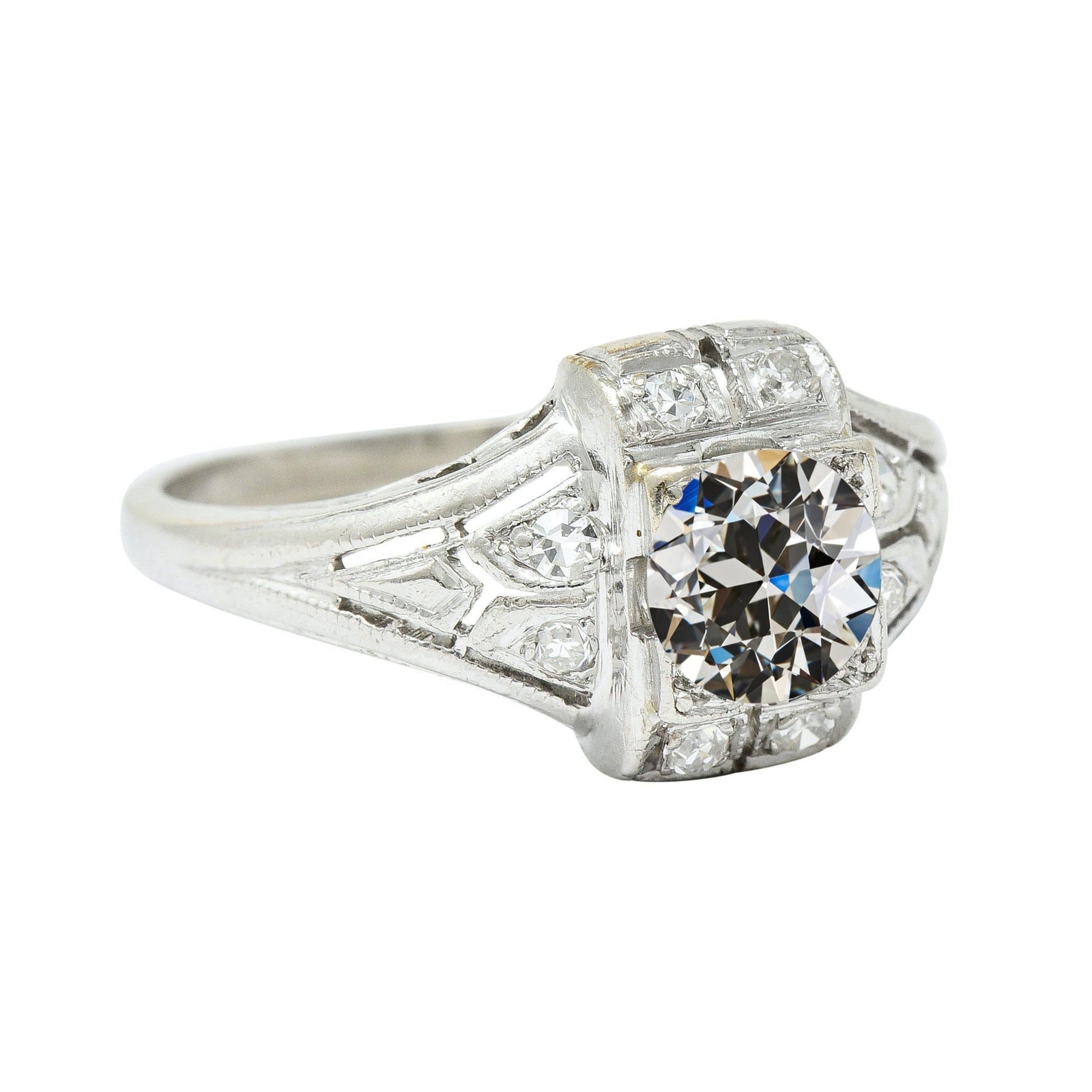 Bague Femme Ronde Vieux mineur Réel Diamant Millgrain Tige 2.50 Carats