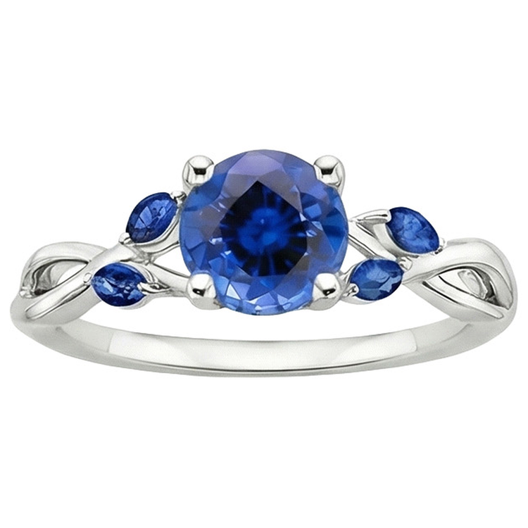 Bague Femme Ronde & Marquise Ceylan Saphir Pierres Précieuses 2.50 Carats