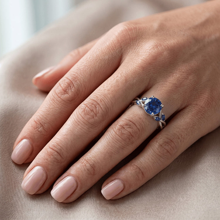 Bague Femme Ronde & Marquise Ceylan Saphir Pierres Précieuses 2.50 Carats
