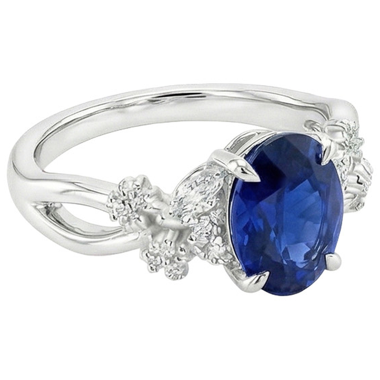 naturel marquise diamant 3.50carats bague vue de profil