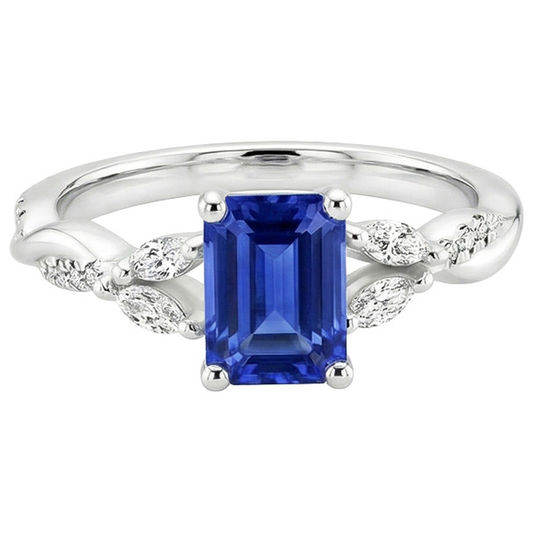 Bague Femme Saphir Taille Émeraude
