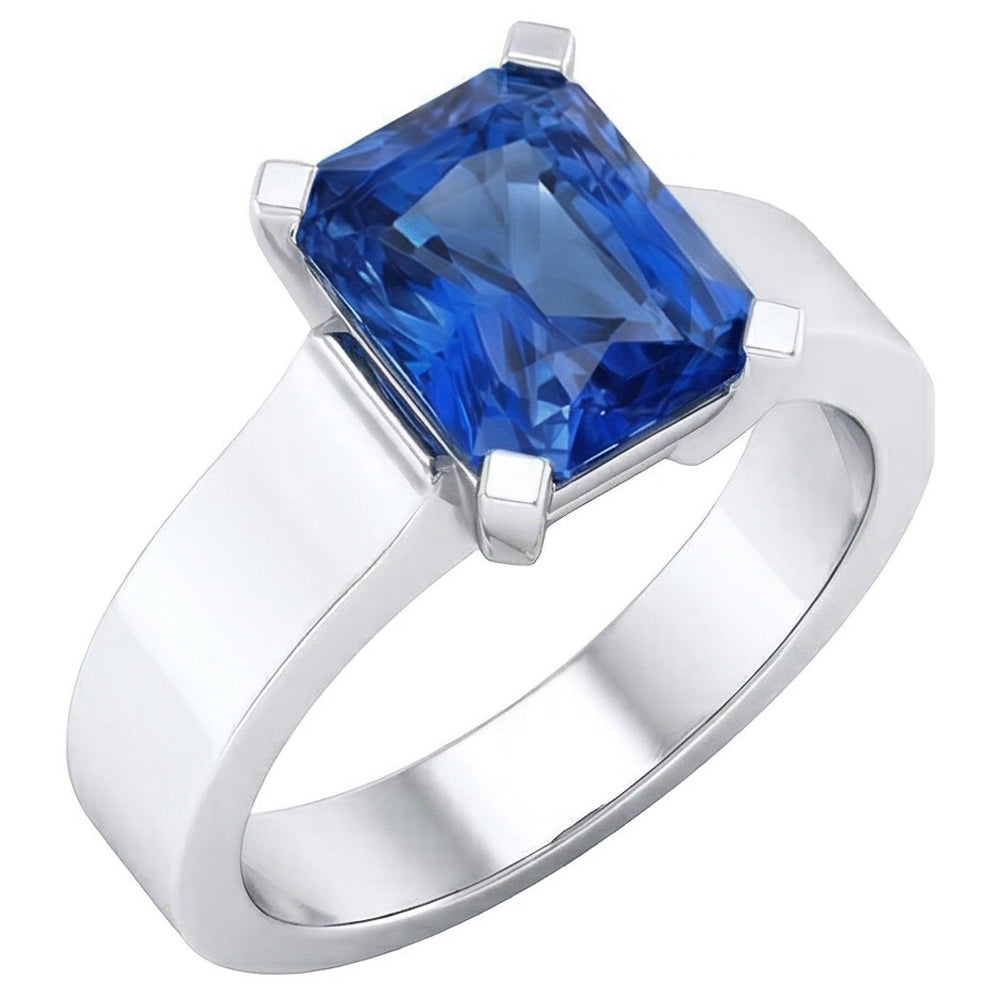 Bague Femme Solitaire Pierre Saphir Bleu Tension Style 1.50 Carats